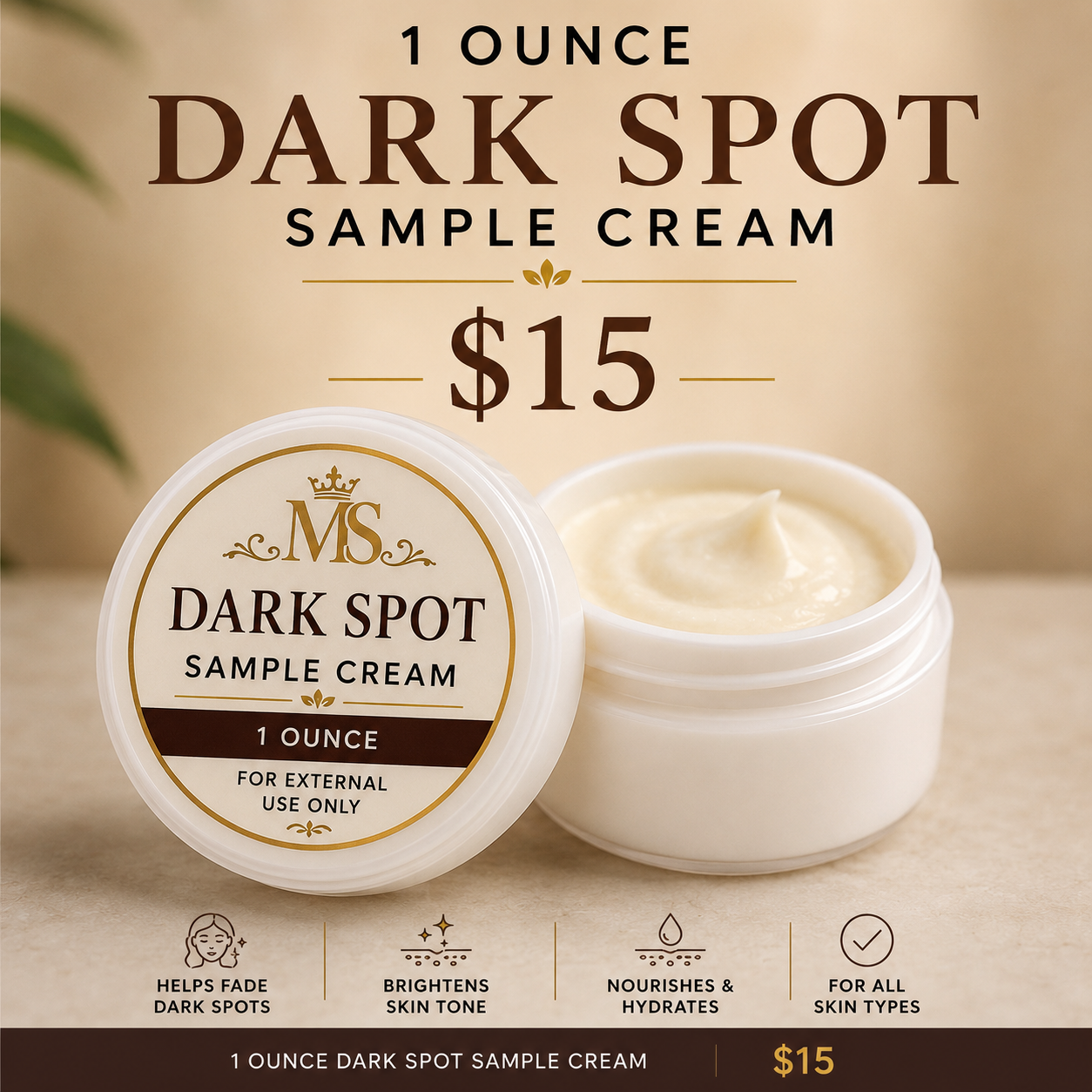 Dark Spot Sample Cream – 1 oz | Trial Size – $15