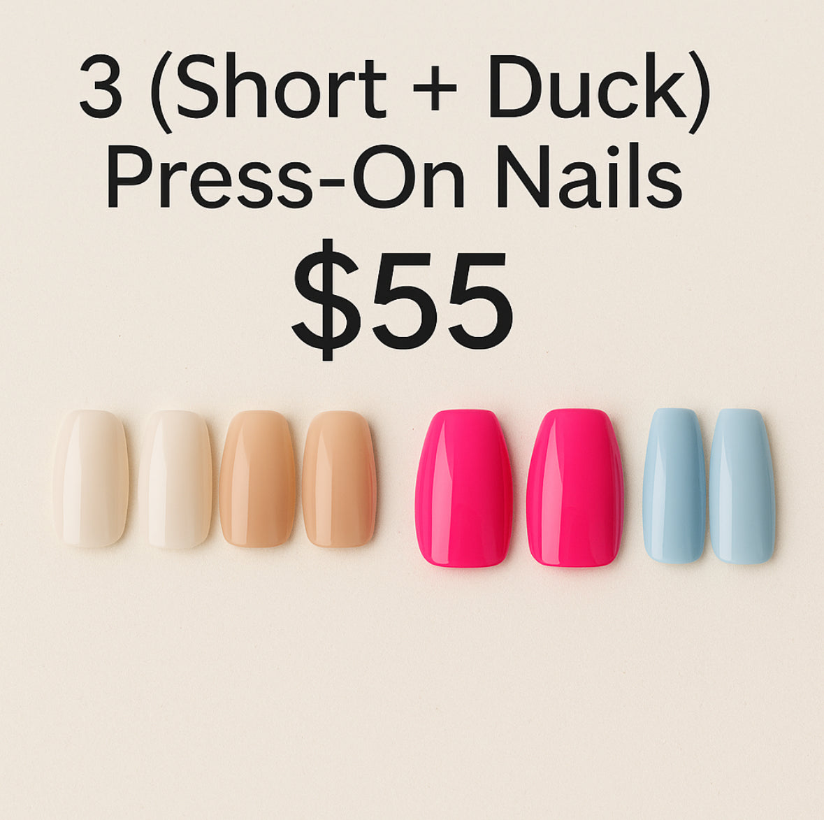 3 Press on Acrylic nails sets.