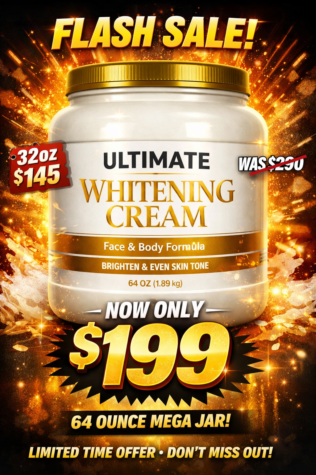 64oz Mega Brightening Cream (3–4 Day Results) – Face, Body & Knuckles Even Tone Formula