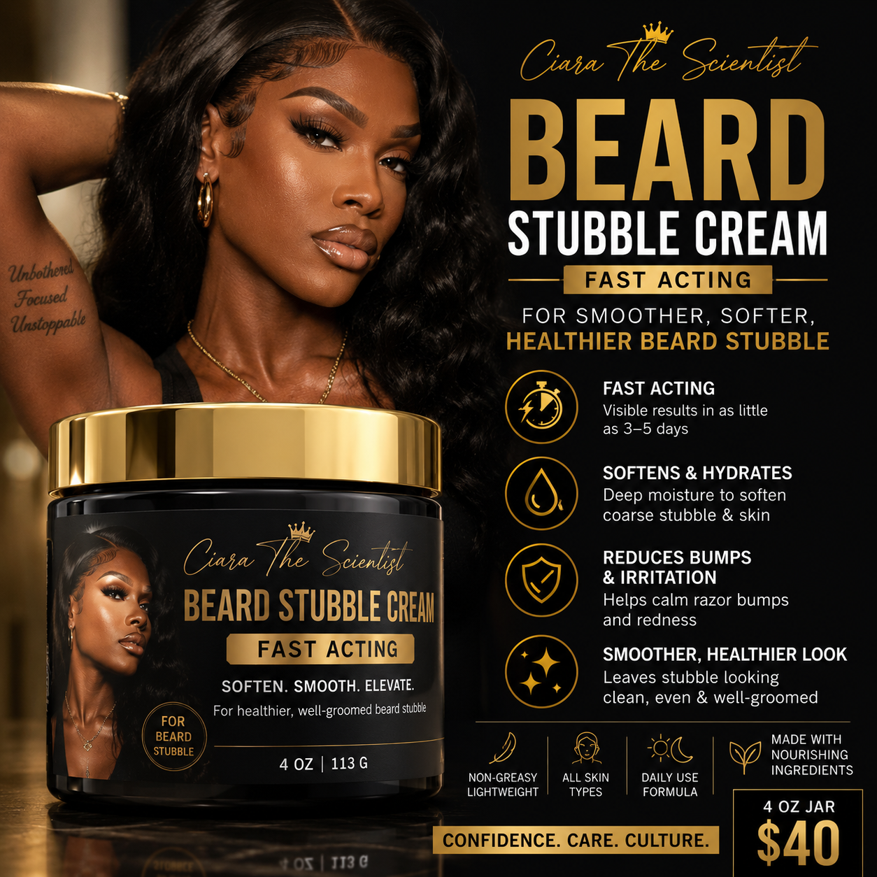 Beard stubble cream