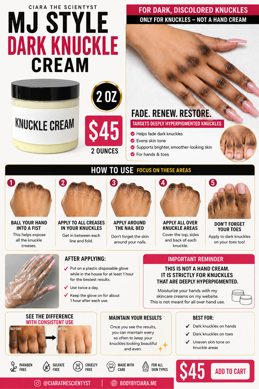 MJ Style Dark Knuckle Cream – 2 OZ | Targeted Knuckle & Toe Brightening Cream