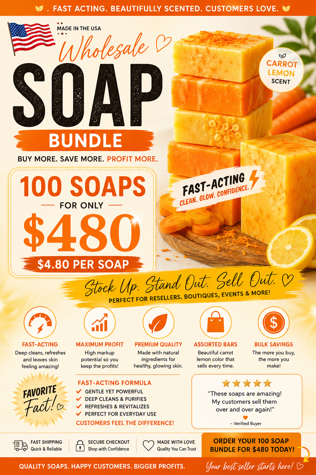 100 Wholesale Soaps – Only $480 | Fast-Selling Customer Favorites