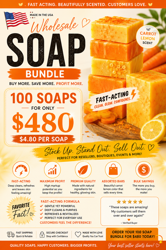 100 Wholesale Soaps – Only $480 | Fast-Selling Customer Favorites
