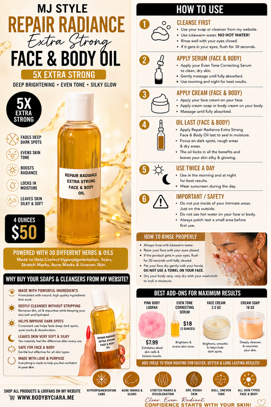 Repair Radiance 5X Extra Strong Face & Body Oil – Dark Spots & Hyperpigmentation | 4 OZ