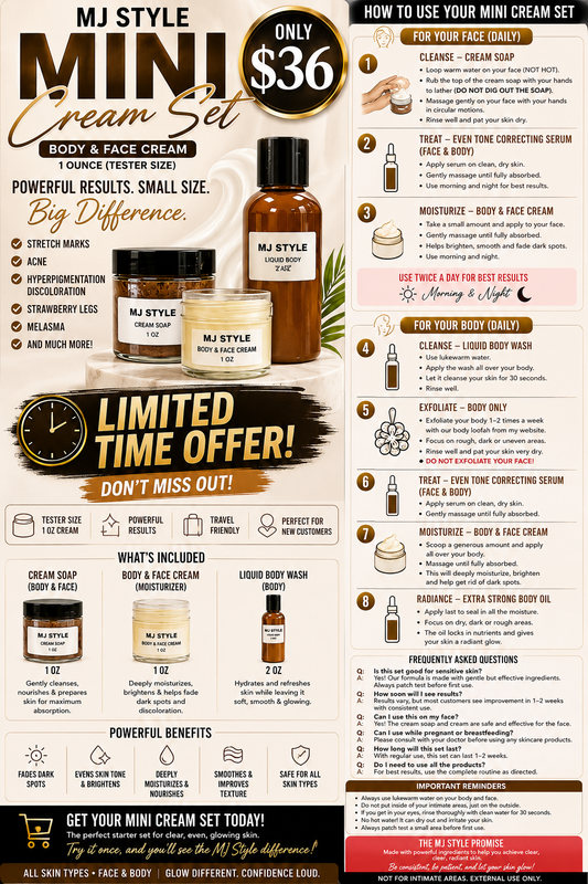 MJ STYLE Mini Cream Set – Face & Body | Limited Time $36